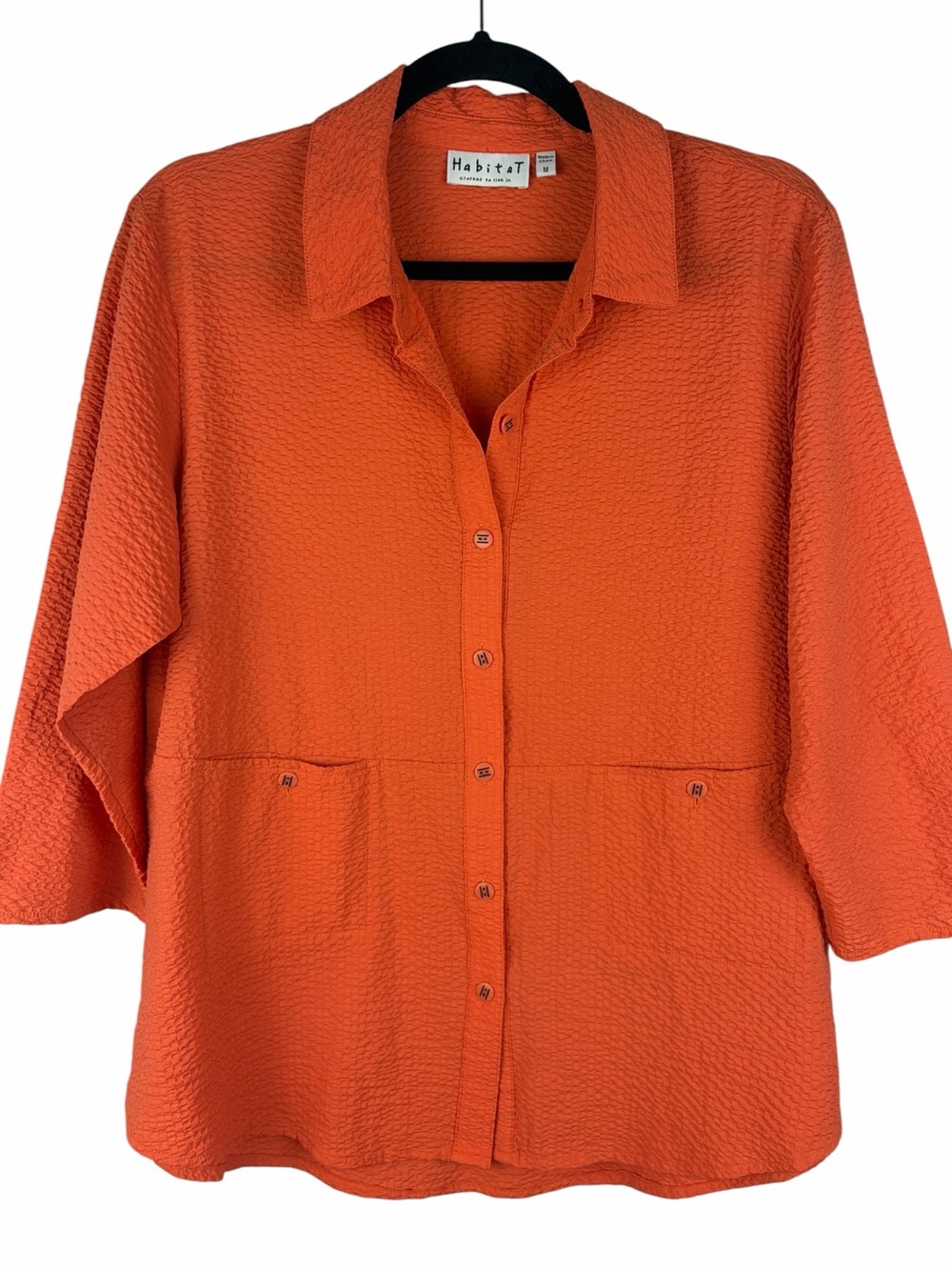 Habitat Clothes to Live In Shirt Medium Orange Textured Button Up Tunic